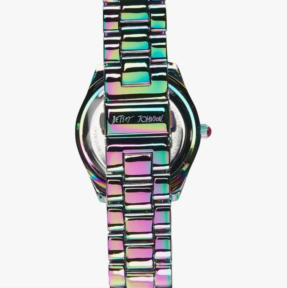 💜💙Betsey Johnson Women's Watch with Crystal Accents & Stacked Braclets Set💜💙